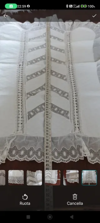 Tenda in cotone operato e sangallo