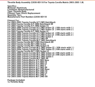 Cuerpo Mariposa Toyota Corolla M/T 2