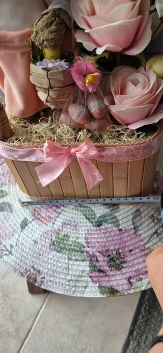 Decorazione Pasquale Coniglio Cesto Fiori Uova