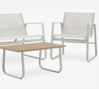 2 Poltrone e Tavolo da Esterno Beige/Grigio Chiaro