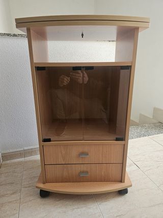 Mueble TV madera y cristal