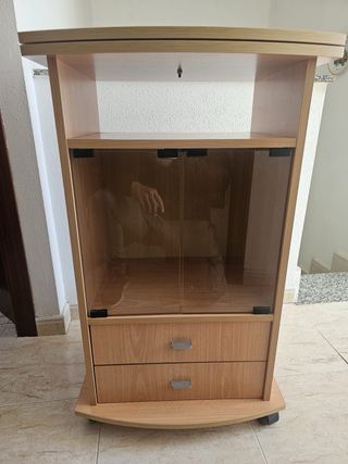 Mueble TV madera y cristal