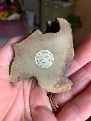 Statuine vintage uccellini su tronco e base legno