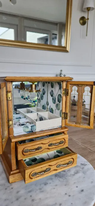 Joyero musical vintage decoración botánica