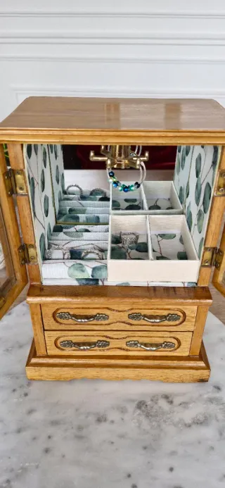 Joyero musical vintage decoración botánica