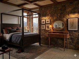 Tocador de madera con espejo ovalado