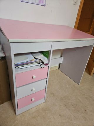 Mesa de estudios, escritorio inclinable, rosa