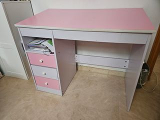 Mesa de estudios, escritorio inclinable, rosa