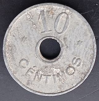 10 Céntimos 1945 Cooperativa LA RUBINENSE