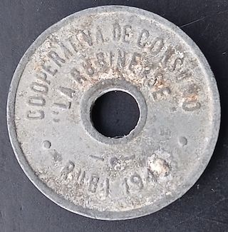 10 Céntimos 1945 Cooperativa LA RUBINENSE