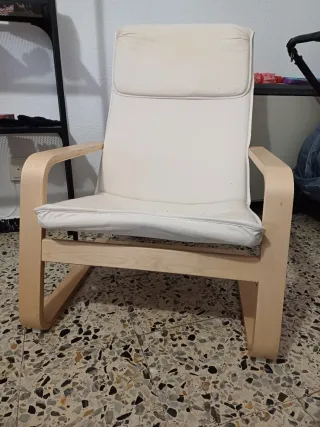 Sillón mecedora tela y madera