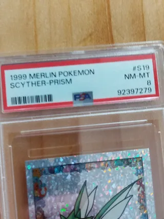 1999 Merlin Pokemon Scyther-Prism PSA 8