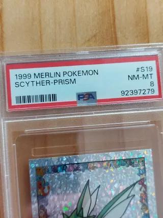 1999 Merlin Pokemon Scyther-Prism PSA 8