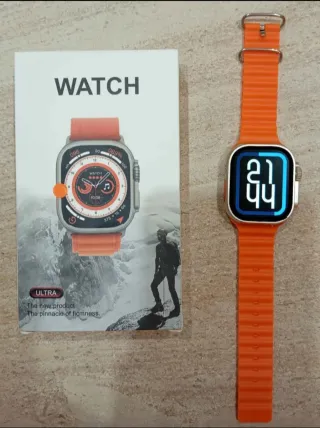 Smartwatch Ultra Laranja e Prata