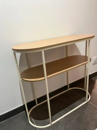 Consola mesa auxiliar madera y metal de hogar