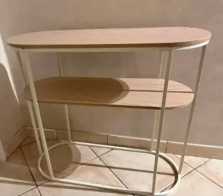 Consola mesa auxiliar madera y metal de hogar