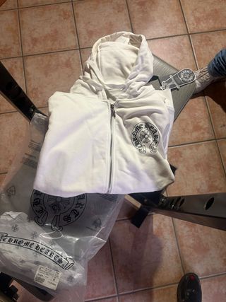 Felpa Chrome Hearts Bianca con Zip