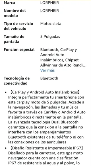 Reproductor Multimedia Moto CarPlay Android Auto