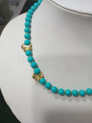 Collar Turquesa y Dorada