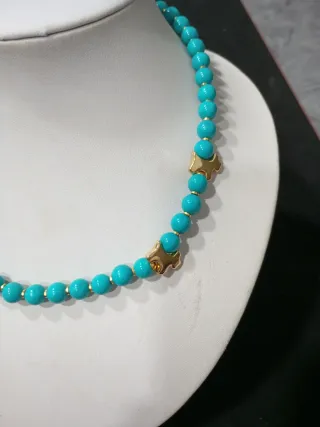 Collar Turquesa y Dorada