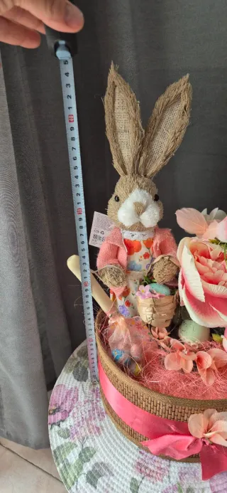 Decorazione Pasquale Coniglio Cesto Fiori Uova