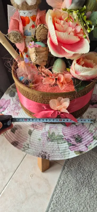 Decorazione Pasquale Coniglio Cesto Fiori Uova