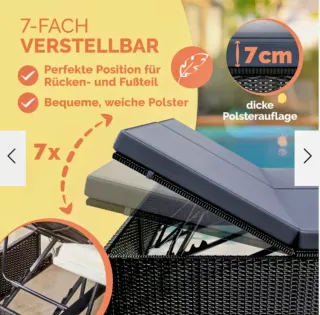 Tumbona doble ratán negra/gris