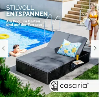 Tumbona doble ratán negra/gris