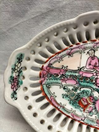 Fruteira Oval Porcelana Chinesa Famille Rose