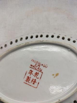 Fruteira Oval Porcelana Chinesa Famille Rose