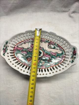 Fruteira Oval Porcelana Chinesa Famille Rose