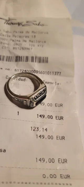 Anillo Thomas Sabo Plata 925 con piedra onix