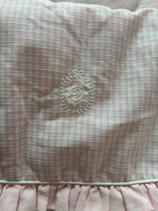 Funda carrito bebé de cuadritos en vichy rosa