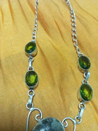 Collar Plata Ley Piedra Verde