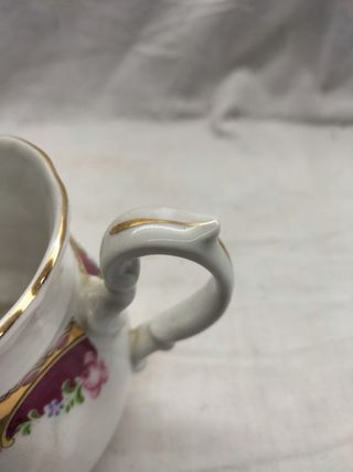 Leiteira Limoges Porcelana Flores Dourado