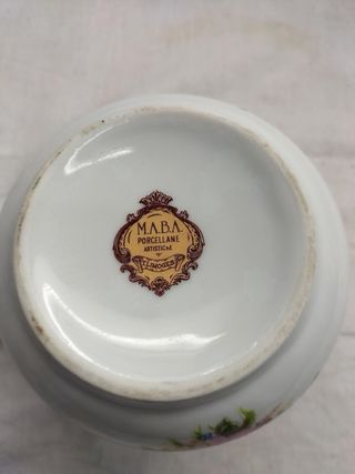 Leiteira Limoges Porcelana Flores Dourado