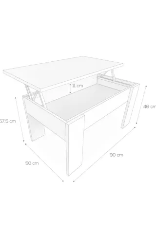Mesa de centro elevable madera y metal