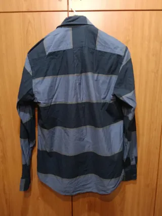 Camisa Cortefiel Rayas Azul y Gris Talla L