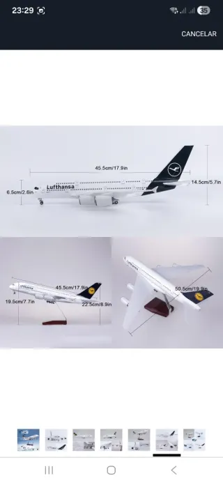 Modelo Avión Lufthansa A380 1:160