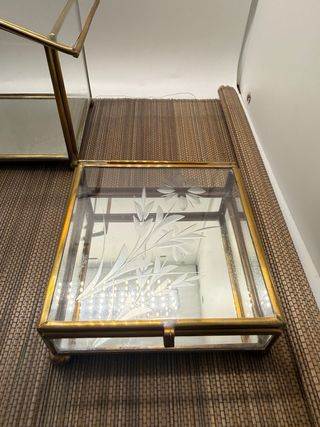 Vitrinas de cristal y latón vintage (lote 2 piezas