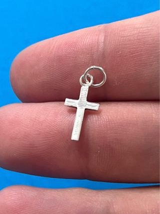 Elegante Colgante Cruz Lisa Plata De Ley