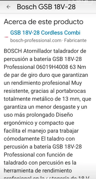 Taladro Bosch GSB 18V-28 Profesional
