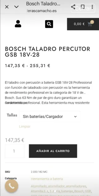 Taladro Bosch GSB 18V-28 Profesional