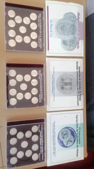 Lote 3 Colecciones Medallas Acuñadas Plata Málaga