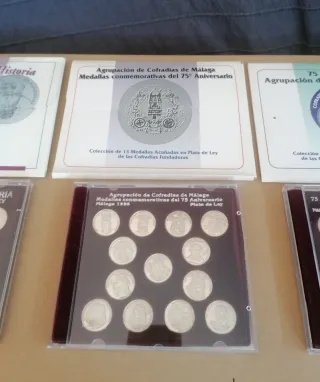 Lote 3 Colecciones Medallas Acuñadas Plata Málaga