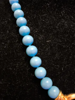 Collar Turquesa Perlas Broche Seguridad Chapado