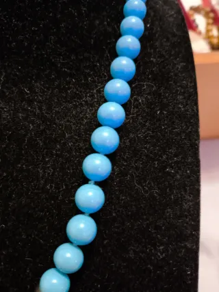 Collar Turquesa Perlas Broche Seguridad Chapado