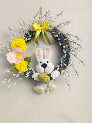 Ghirlanda Pasquale con Coniglio e Fiori
