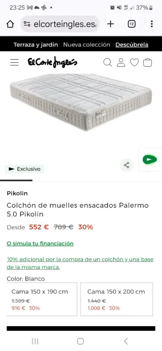 Colchón Pikolin 150x190 Muelles Ensacados