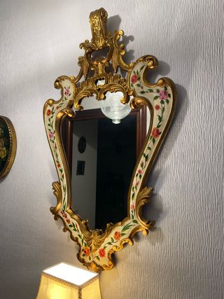 Espejo Vintage Luis XV Marco Dorado Flores